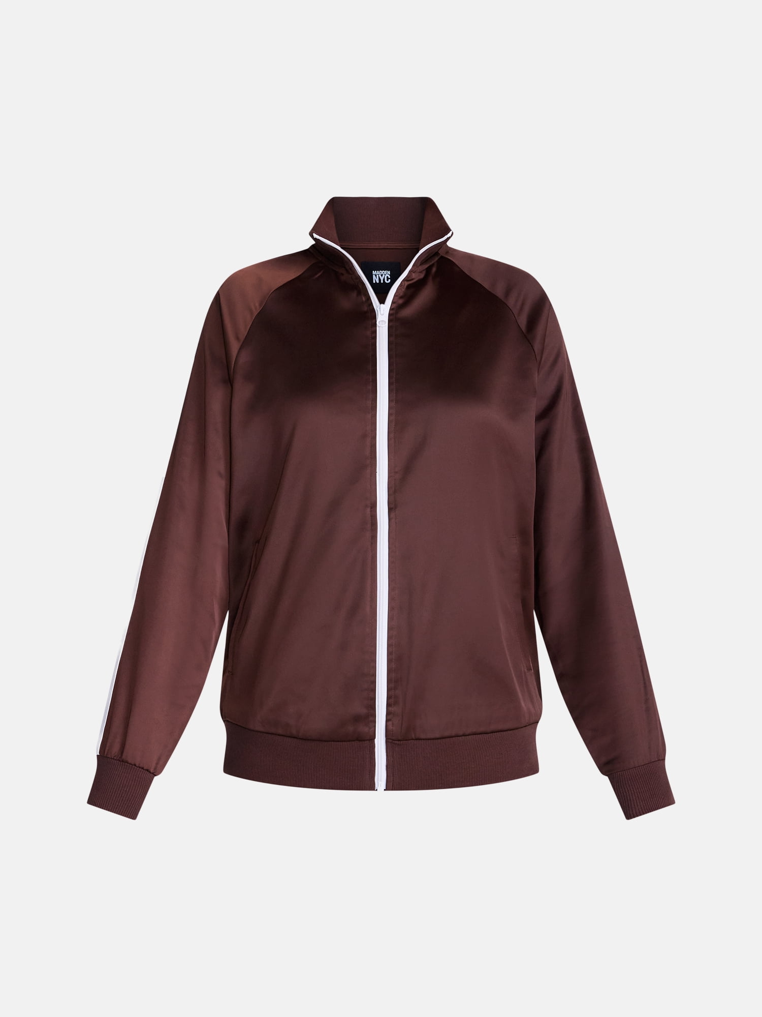 Madden NYC Women's Satin Track Jacket with Racing Stripes, Sizes XXS-XXL