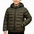 thumbnail image 3 of HAOTAGS Teen Boys Quilted Coat (9-17) Long Sleeve Hooded Zip Up Warm Winter Jacket Army Green Size 13, 3 of 6