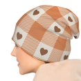 thumbnail image 7 of DouZhe Beanie Hats for Men and Women, Romantic Brown Hearts Checkered Patterns Adult Unisex Knit Hat Winter Warm Skull Cap, 7 of 7