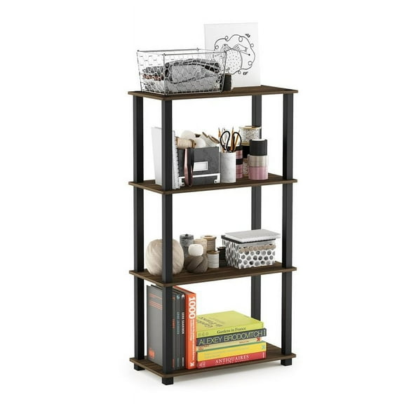 Furinno 23.6 W x 11.4 D x 43.25 H 4-Shelf Decorative Shelves, Columbia Walnut and Black
