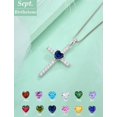 thumbnail image 5 of VESITIM Cross Necklace 925 Sterling Silver Religious Pendant for Women Heart Shaped Created Sapphire September Birthstone Jewelry Gifts, 5 of 7