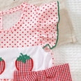 thumbnail image 6 of Baby Onesies Girl Baby Girl Outfit Infant Strawberry Polka Dot Print Bowknot Fly Sleeve Romper Bodysuit Casual Outfit, 6 of 8