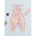 thumbnail image 2 of Gzhioc Baby Girls Summer Jumpsuit, Floral Shoulder Straps Tie Ruched Long Romper, Toddler Girls Sling Long Pants One-Piece Jumpsuit ,White, 2 of 8