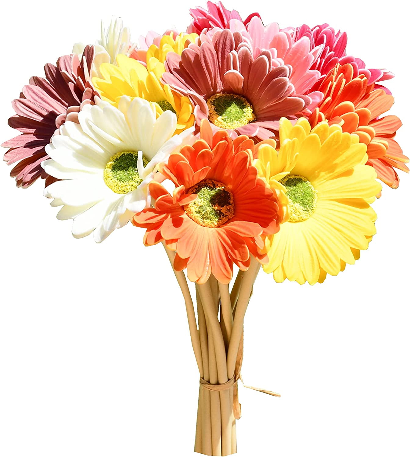 MAMOWEAR Artificial Flowers Silk Gerbera Daisies, 12pcs Fake Flowers