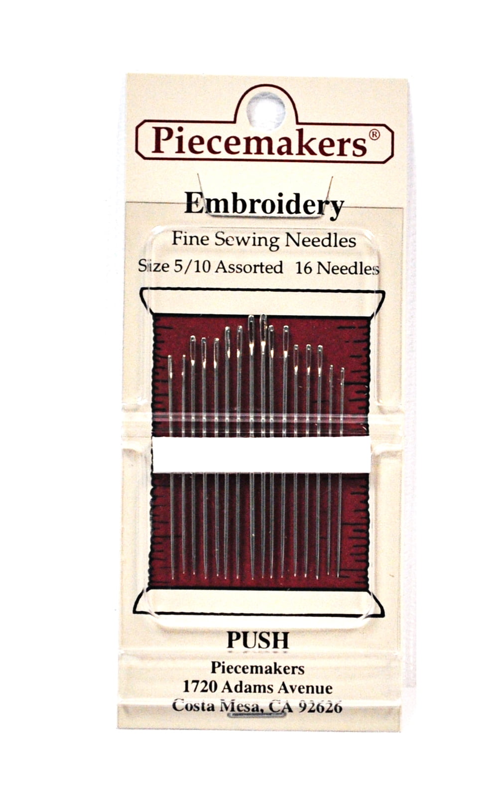 Piecemaker Embroidery Fine Sewing Needles Sizes 5/10 Assorted