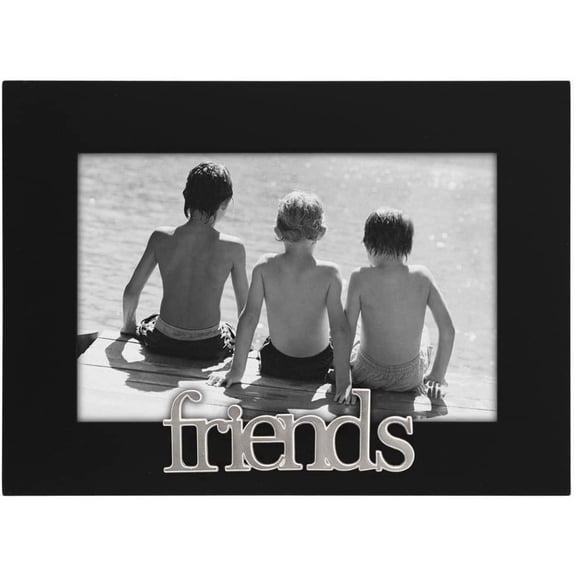 Malden - Friends Picture Frame, Black Wood 4x6 Photo Frame with Silver Friends Accent