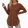 thumbnail image 2 of Towmus Womens Long Sleeve Crew Neck Shirts Side Split Basic Loose Tunic Tops for Women Casual Women's Fall Sweatshirts 2025, 2 of 6