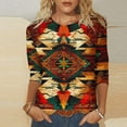 thumbnail image 2 of YUGYXL Deals 3/4 Sleeve Tshirts for Women Aztec Clothes Trendy Graphic Tees Casual Crew Neck Lightweight Cozy Shirts Ladies Tunics Fit Tops Holiday Blouse, 2 of 5