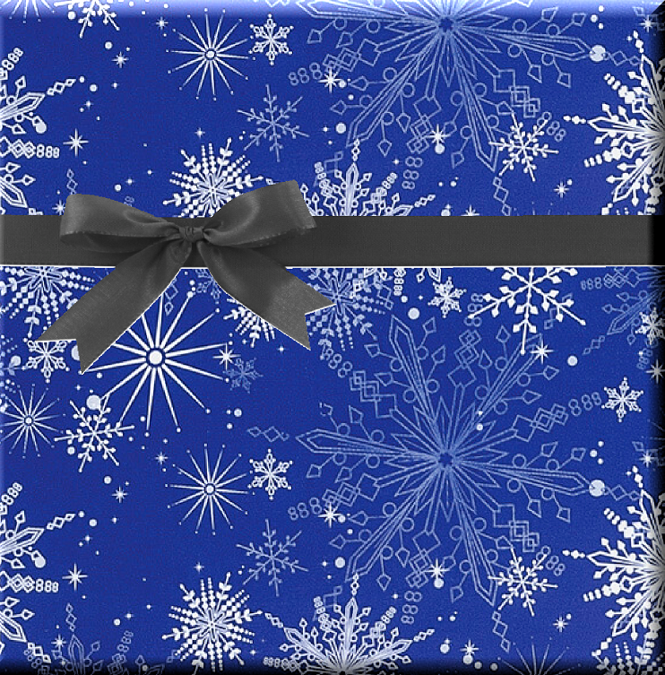 Blue and White Snowflakes Snowy Night Holiday /ChristmasGift Wrap Wrapping Paper 15ft Roll with