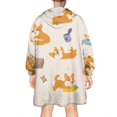 thumbnail image 2 of Wearable Oversized Blanket,Cartoon Corgi Wearable Blanket Hoodie for Adults,Cozy Hooded Blankets with Super Pockets,Super Warm Fuzzy Pullover for Women & Men, 2 of 6