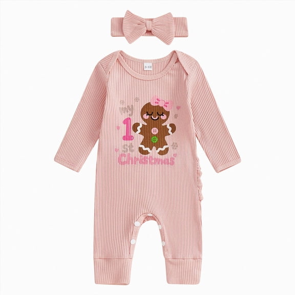 felwors Infant Baby Girl Fall Outfit Sweatshirt Romper Ribbed Letter Print Jumpsuit Long Sleeve Bodysuit Cute Newborn Clothes
