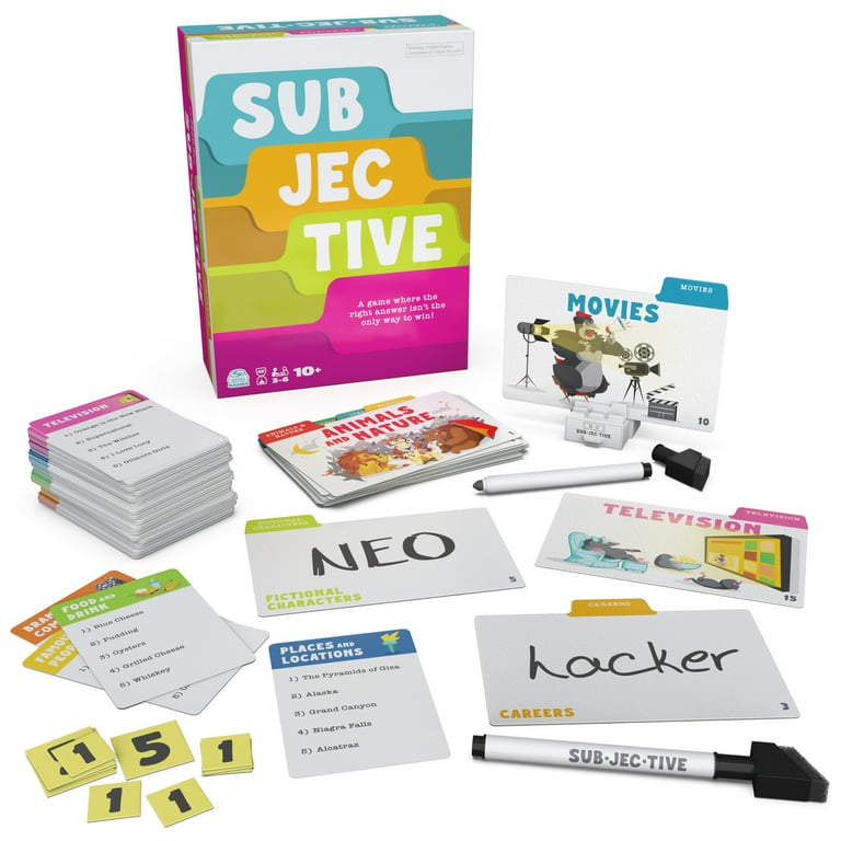 SUBJECTIVE, A Personality Trivia Game for Family Game Night Card