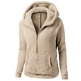 thumbnail image 2 of RUTAYY Women's Hoodie Half Zip Turndown Collar Solid Color Long Sleeve Loose Pullover with Front Pocket Khaki, 2 of 3
