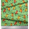 thumbnail image 2 of Soimoi Green Heavy Satin Fabric Circle & Owl Cartoon Printed Fabric 1 Yard 54 Inch Wide, 2 of 3