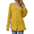thumbnail image 5 of TWZH Women Solid Color Single-Breasted Waffle Long Sleeves Cardigan Knitwear Tops, 5 of 6