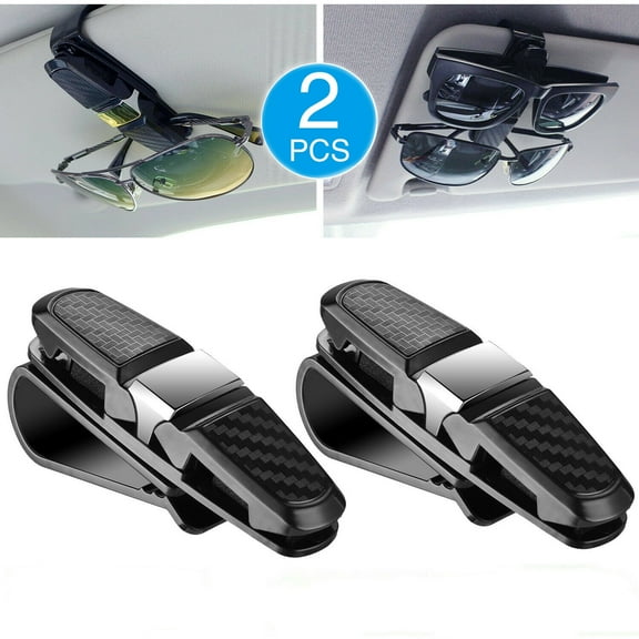 2 Pack Glasses Holders for Car Sun Visor, Sunglasses Eyeglasses Mount with Ticket Card Clip