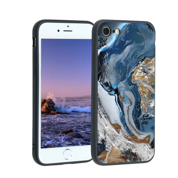 Blue-marble-1 Phone Case, Degined for iPhone 7 Case Men Women, Flexible Silicone Shockproof Case for iPhone 7