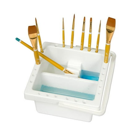 Creative Mark Brush Basin - Watercolor Paint Brush Washing Basin Designed to Soak Brushes in Solution, Shape Brushes and Hold Brushes Equipped with Mixing Pallet - [6.5