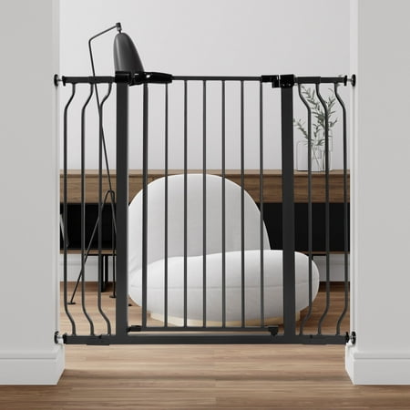 EDX 36" Height Walk Through Dog Gate, Pressure Mounted with Auto-Close and Hold-Open Features, Fits 29.1–43.3 Inch Openings, Black