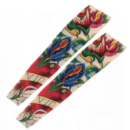 Multicolor Birds Pattern Sun Protection Temporary Tattoo Arm Sleeve 2 Pcs - Walmart.com