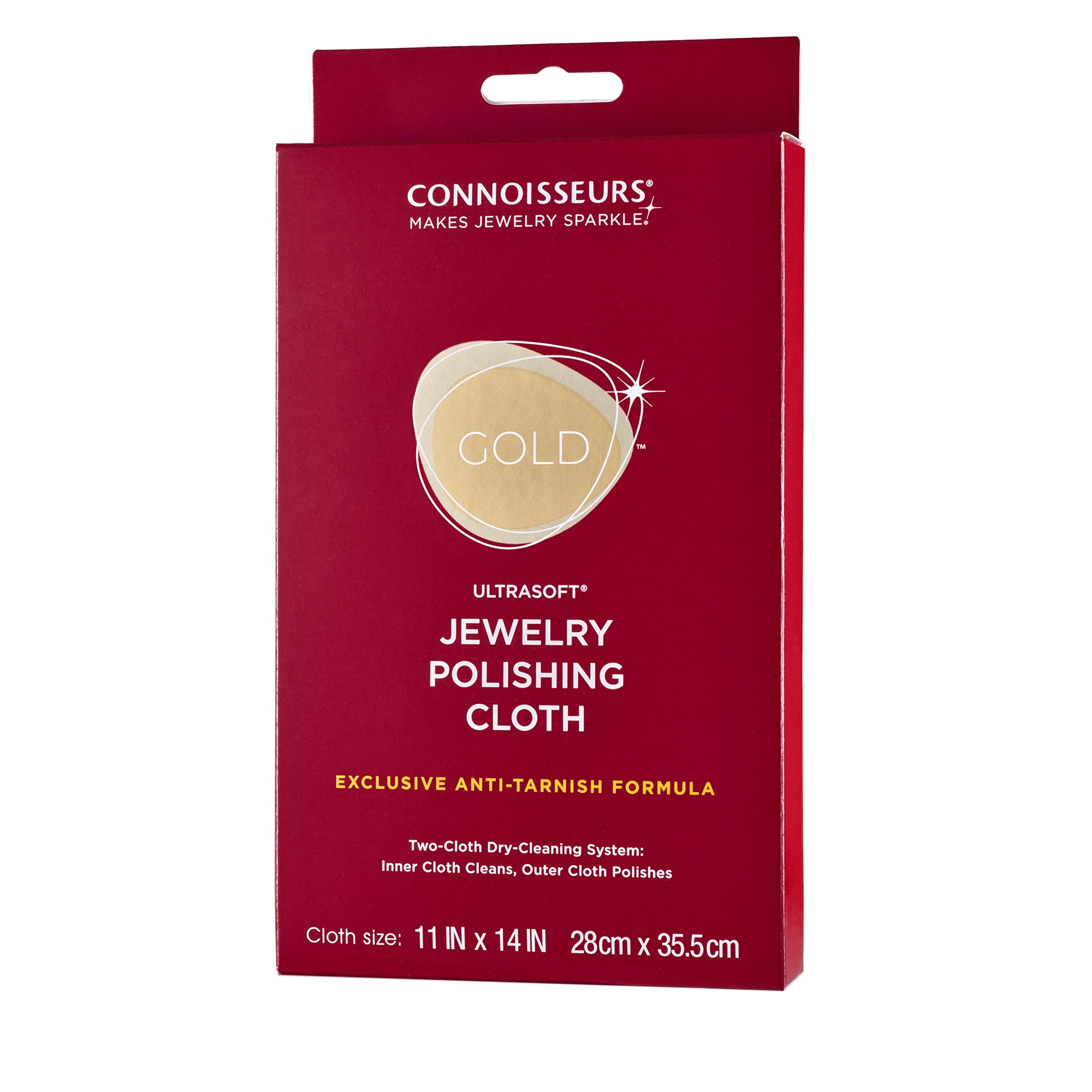 Connoisseurs Gold Jewelry Polishing Cloth, Cleans and Polishes Gold to a High Shine, 3 Pack