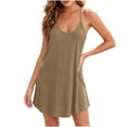 thumbnail image 4 of Fazvaoo Womens Nightgowns Sleeveless V-Neck Short Nightdress Fashion Plain Sleepwear(Khaki,Size S-XXL), 4 of 8