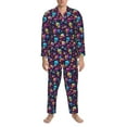 thumbnail image 3 of Honeii mushroom Skull star Pattern Mens Pajamas Set,2pcs Men's Lounge Long Sleeve Sleep Shirt and Pajama Bottoms Sleepwear Set,Mens Pjs Sets-Medium, 3 of 7