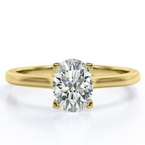JeenMata Enchanting Prong 2 Carat Oval Cut Solitaire Engagement Ring in 18K Yellow Gold Plating over Silver