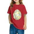 thumbnail image 2 of Riecok Matching Girl Easter Outfits Short Sleeve Summer Clothes Boys or Girls Toddler T-Shirt Cute Easter Eggs Graphic Tops 4 T Red, 2 of 5