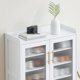 thumbnail image 4 of 5 - tier shoe gabinete con glass doors, adjustable estantes, grande almacenamiento para hallway y sala de estar (blanca), 4 of 7