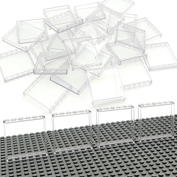 30PCS Clear Transparent Window House Building Brick Toy Classic Flat Plates Pieces and Parts Block Compatible with Major Brands