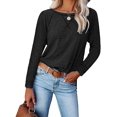 thumbnail image 2 of Chemises à Manches Longues pour Femmes Col Ras du Cou Raglan Casual Tunique en Coton en Vrac T-Shirt d'Automne, 2 of 4