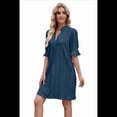thumbnail image 2 of Vestido Recto Casual con Cuello en V Azul Oscuro S, 2 of 10