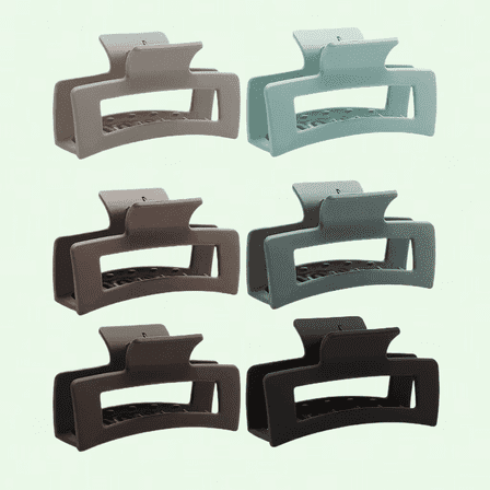 6 Pack Hair Clips for Women, Anti-slip Matte Large Rectangular Hair Claws, Diverse Set of Colors