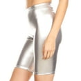 thumbnail image 4 of Sakkas Women's Shinny Metallic Bike Shorts Stretchy Unisex - Made in USA - Silver - Medium, 4 of 5