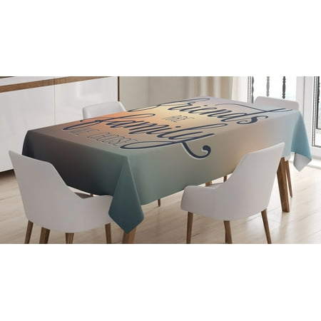 

Family Tablecloth Friends are Famly We Choose Inspirational Phrase Fashion Print BFF Theme Rectangular Table Cover for Dining Room Kitchen 60 X 90 Inches Dark Blue Yellow Peach by Ambesonne