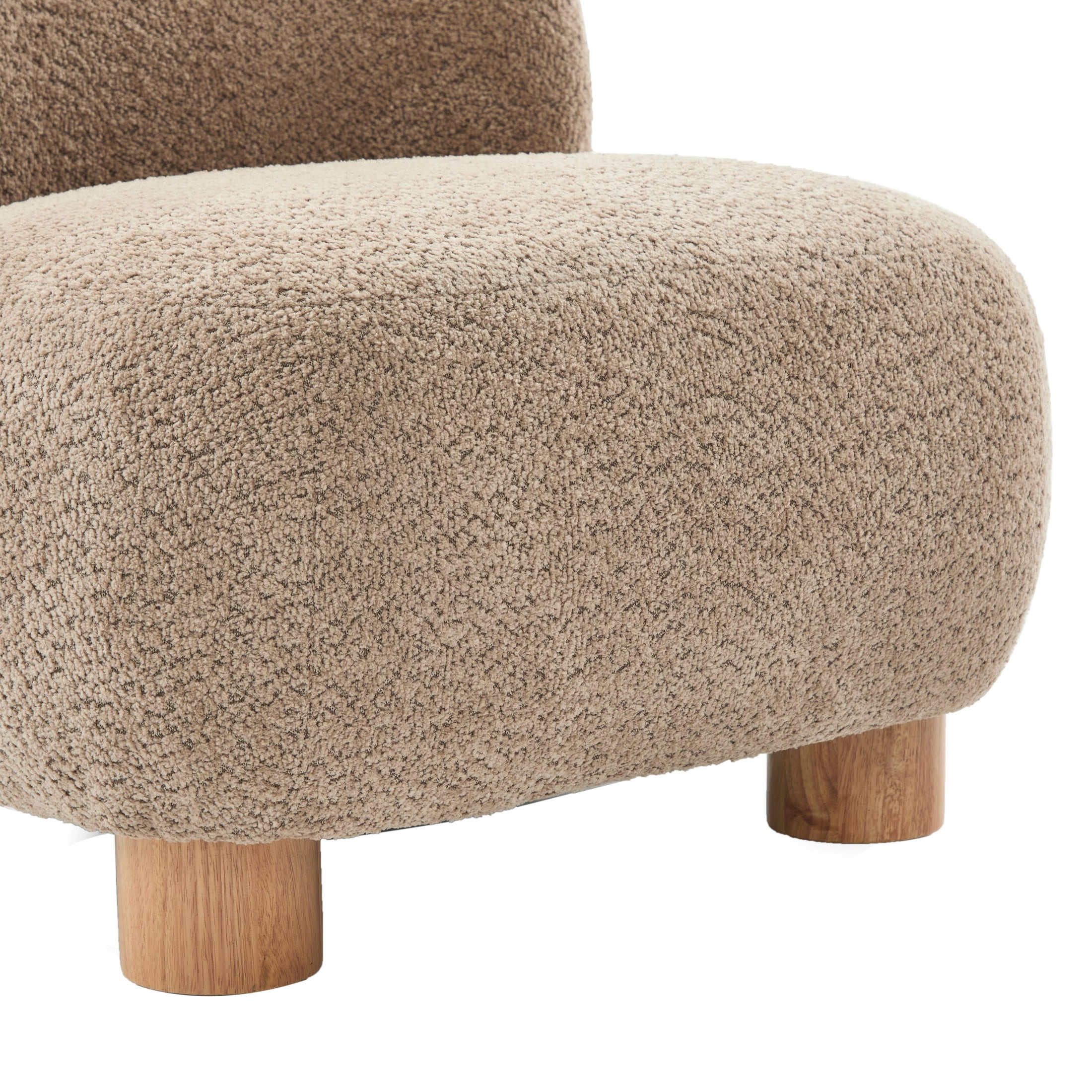 Christopher Knight Home Modern Minimalist Boucle Upholstered Accent Chair, Rubberwood Legs, Light Brown