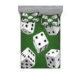 thumbnail image 2 of Modern Bedding Set with Sheet & Covers, Casino Gamble Rolling Dice Set Green Background Illustration, Printed Bedroom Decor 2 Shams, 4 Sizes, Charcoal Grey Fern Green, by Ambesonne, 2 of 3