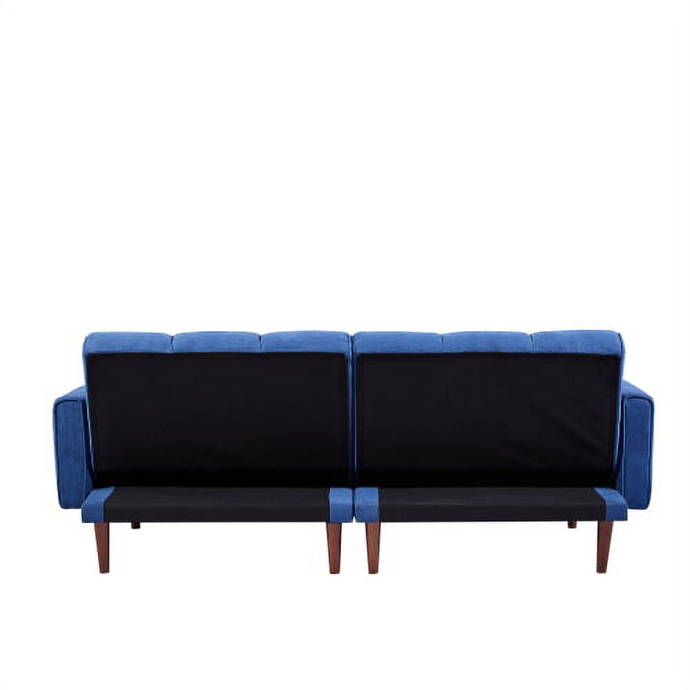 Leumius Convertible Futon Sofa Bed, Modern Linen Fabric Adjustable Couch Sleeper Sofa, Blue
