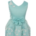 thumbnail image 2 of Big Girls V Neck Satin Top Butterfly Mesh Lace Bow Flower Girl Dress USA Aqua 10 (2J1K1S2), 2 of 4