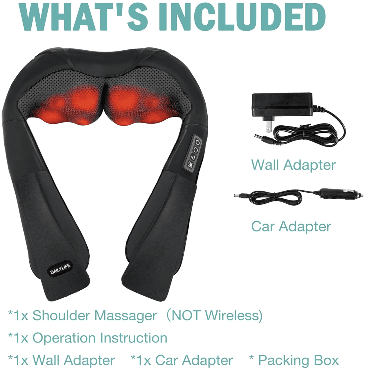 DailyLife Shiatsu Neck and Back Massager with Soothing Heat, Netzach Electric Deep Tissue 3D Kneading Massage Pillow for Shoulder, Leg, Body Muscle Pain Relief,