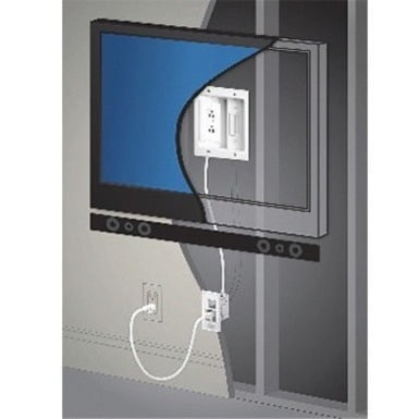 Hides Power & AV Cables for Clean White On-Q CPT306W-V1 in-Wall TV Power & Cable Management Kit 1 Pack Clutter-Free Installation & WP1014WHV1 Cable Access Strap Legrand