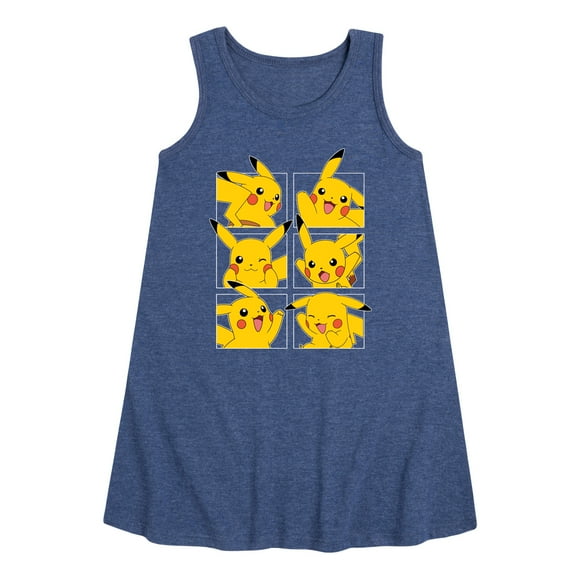 Pokémon - Pikachu Grid - Youth Girls A-line Dress