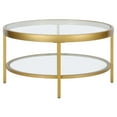 thumbnail image 3 of HomeRoots 521059 17 x 32 x 32 in. Gold Glass Round Coffee Table with Shelf, 3 of 3