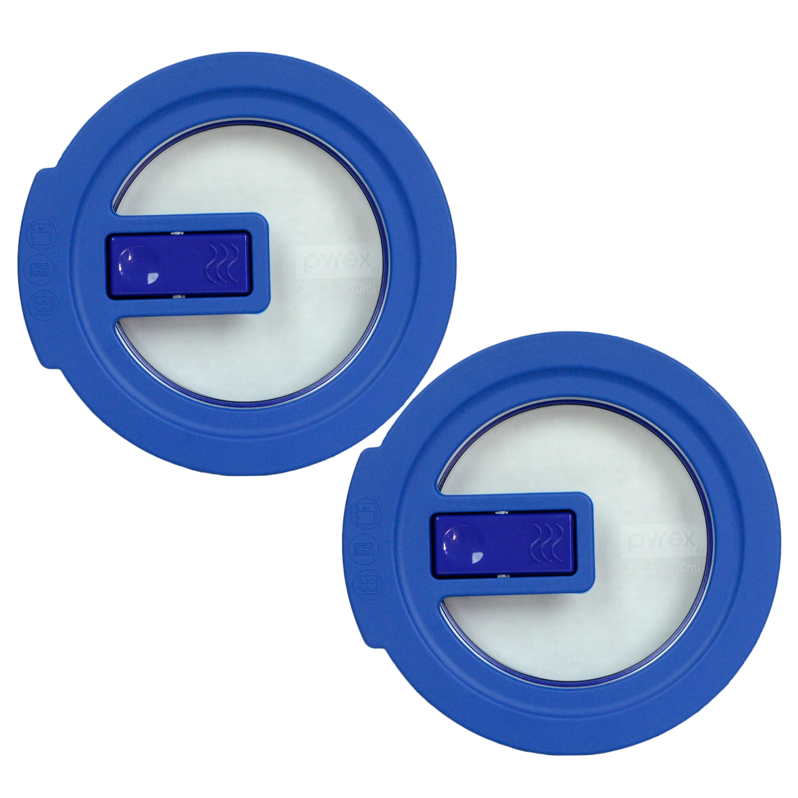 Pyrex Replacement Lid 7200NLC 2Cup Blue Round No Leak Cover (2Pack