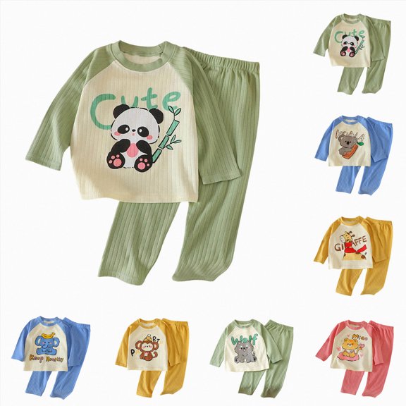 Aayomet Toddler Baby Boy Fall Winter Outfits 2 Pcs Long Sleeve Pullover Sweatshirt and Joggers Pants Set Cute Print Clothes Clothing