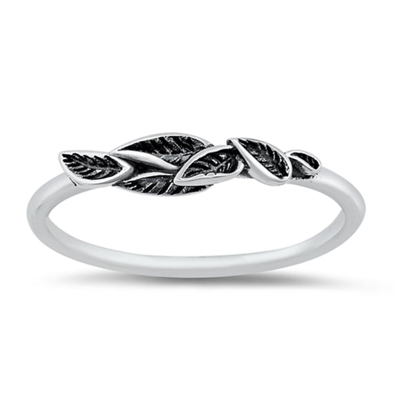 Elegant Stacked Leaf Nature Plant Ring .925 Sterling Silver Band Jewelry Female Male Unisex Size 10