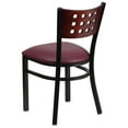 thumbnail image 5 of BizChair 2 Pk. Black Cutout Back Metal Restaurant Chair - Mahogany Wood Back, Burgundy Vinyl Seat, 5 of 9