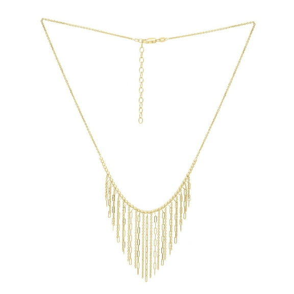 JewelStop 14k Yellow Gold Diamond Cut/ Textured Finish 1.2mm Fringe Necklace, Lobster Clasp - 18"