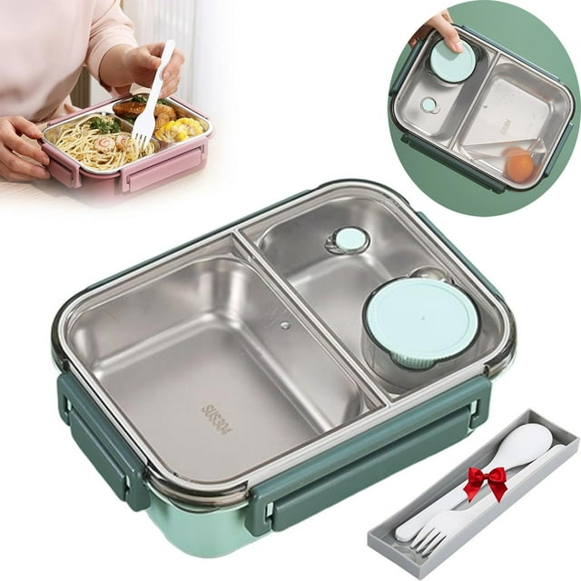Système de Bento pour Adultes - Grand Contenant à Lunch en Acier Inoxydable avec Design Empilable Étanche et Compartiments Divisés